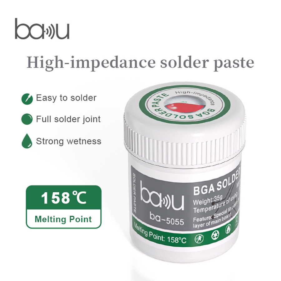 BAKU 5055 Low Temp Solder Paste, Lead-Free Soldering Paste, 158℃ No-Clean Tin Paste, Solder Paste For PCB, Electronic Repairing(35G)